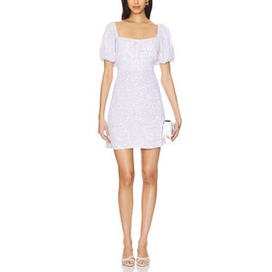 Faithfull The Brand 'Lovita' Purple Puff Sleeve Mini Dress Size M